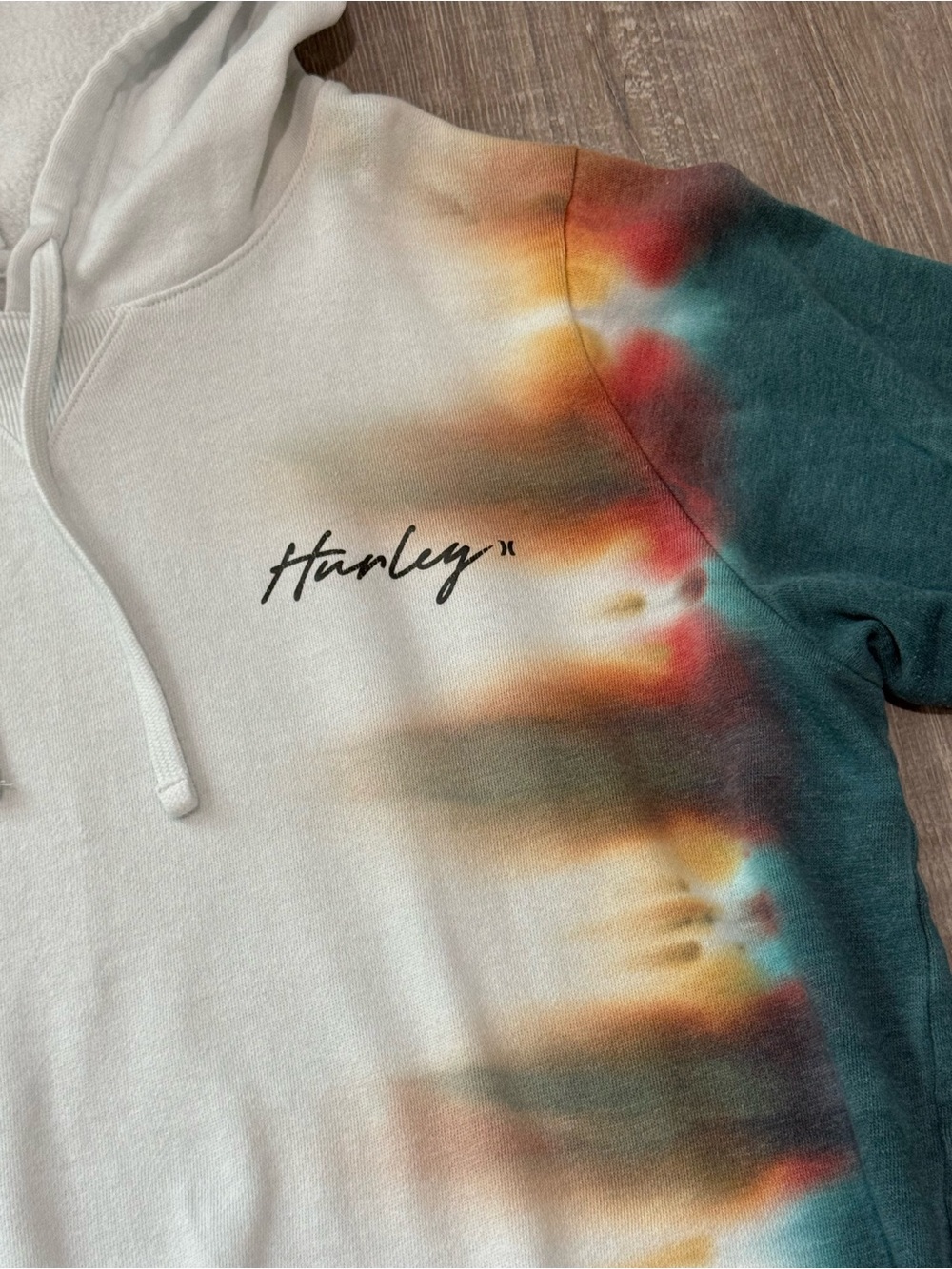 Hurley Tie-Dye Cropped Pullover Hoodie | Women’s Large | Fleece Lined - Picture 4 of 6